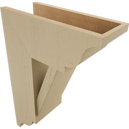 Ekena Millwork - BKTUR0756X18X26TRA01RCPR - Timberthane Faux Wood Traditional Style Bracket w/ Offset Brace, Traditional Ends, 7 1/2"W x 18"D x 26"H, Primed Tan