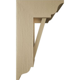 Ekena Millwork - BKTUR0756X18X30TRA01RCPR - Timberthane Faux Wood Traditional Style Bracket w/ Offset Brace, Traditional Ends, 7 1/2"W x 18"D x 30"H, Primed Tan