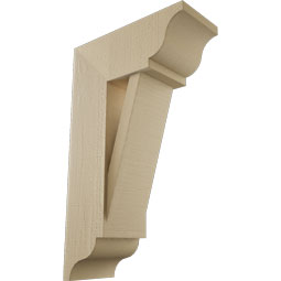 Ekena Millwork - BKTUR0756X18X30TRA01RCPR - Timberthane Faux Wood Traditional Style Bracket w/ Offset Brace, Traditional Ends, 7 1/2"W x 18"D x 30"H, Primed Tan