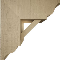 Ekena Millwork - BKTUR0756X20X20TRA01RCPR - Timberthane Faux Wood Traditional Style Bracket w/ Offset Brace, Traditional Ends, 7 1/2"W x 20"D x 20"H, Primed Tan