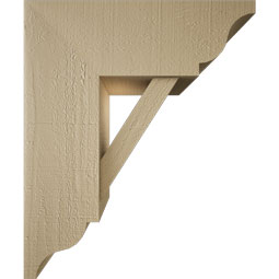 Ekena Millwork - BKTUR0756X20X24TRA01RCPR - Timberthane Faux Wood Traditional Style Bracket w/ Offset Brace, Traditional Ends, 7 1/2"W x 20"D x 24"H, Primed Tan