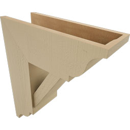 Ekena Millwork - BKTUR0756X20X24TRA01RCPR - Timberthane Faux Wood Traditional Style Bracket w/ Offset Brace, Traditional Ends, 7 1/2"W x 20"D x 24"H, Primed Tan