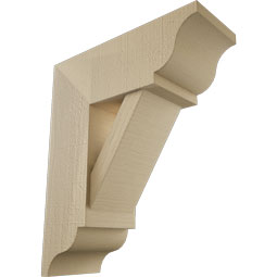 Ekena Millwork - BKTUR0756X20X24TRA01RCPR - Timberthane Faux Wood Traditional Style Bracket w/ Offset Brace, Traditional Ends, 7 1/2"W x 20"D x 24"H, Primed Tan