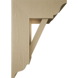 Ekena Millwork - BKTUR0756X20X28TRA01RCPR - Timberthane Faux Wood Traditional Style Bracket w/ Offset Brace, Traditional Ends, 7 1/2"W x 20"D x 28"H, Primed Tan