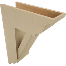 Ekena Millwork - BKTUR0756X20X28TRA01RCPR - Timberthane Faux Wood Traditional Style Bracket w/ Offset Brace, Traditional Ends, 7 1/2"W x 20"D x 28"H, Primed Tan