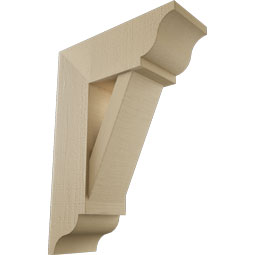 Ekena Millwork - BKTUR0756X20X28TRA01RCPR - Timberthane Faux Wood Traditional Style Bracket w/ Offset Brace, Traditional Ends, 7 1/2"W x 20"D x 28"H, Primed Tan