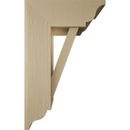 Ekena Millwork - BKTUR0756X20X32TRA01RCPR - Timberthane Faux Wood Traditional Style Bracket w/ Offset Brace, Traditional Ends, 7 1/2"W x 20"D x 32"H, Primed Tan