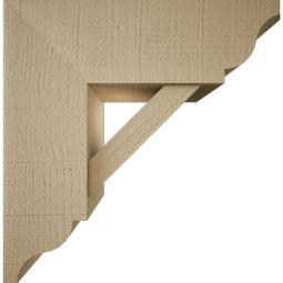 Ekena Millwork - BKTUR0756X22X22TRA01RCPR - Timberthane Faux Wood Traditional Style Bracket w/ Offset Brace, Traditional Ends, 7 1/2"W x 22"D x 22"H, Primed Tan