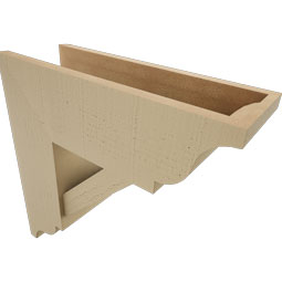 Ekena Millwork - BKTUR0756X22X22TRA01RCPR - Timberthane Faux Wood Traditional Style Bracket w/ Offset Brace, Traditional Ends, 7 1/2"W x 22"D x 22"H, Primed Tan