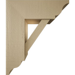 Ekena Millwork - BKTUR0756X22X26TRA01RCPR - Timberthane Faux Wood Traditional Style Bracket w/ Offset Brace, Traditional Ends, 7 1/2"W x 22"D x 26"H, Primed Tan