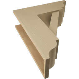 Ekena Millwork - BKTUR0756X22X26TRA01RCPR - Timberthane Faux Wood Traditional Style Bracket w/ Offset Brace, Traditional Ends, 7 1/2"W x 22"D x 26"H, Primed Tan