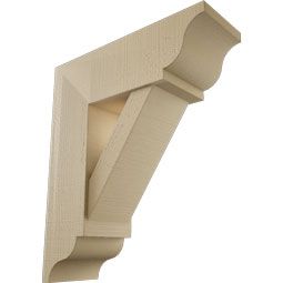 Ekena Millwork - BKTUR0756X22X26TRA01RCPR - Timberthane Faux Wood Traditional Style Bracket w/ Offset Brace, Traditional Ends, 7 1/2"W x 22"D x 26"H, Primed Tan