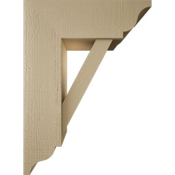 Ekena Millwork - BKTUR0756X22X30TRA01RCPR - Timberthane Faux Wood Traditional Style Bracket w/ Offset Brace, Traditional Ends, 7 1/2"W x 22"D x 30"H, Primed Tan