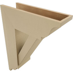 Ekena Millwork - BKTUR0756X22X30TRA01RCPR - Timberthane Faux Wood Traditional Style Bracket w/ Offset Brace, Traditional Ends, 7 1/2"W x 22"D x 30"H, Primed Tan