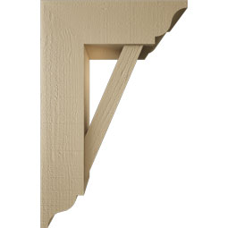 Ekena Millwork - BKTUR0756X22X34TRA01RCPR - Timberthane Faux Wood Traditional Style Bracket w/ Offset Brace, Traditional Ends, 7 1/2"W x 22"D x 34"H, Primed Tan