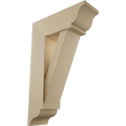 Ekena Millwork - BKTUR0756X22X34TRA01RCPR - Timberthane Faux Wood Traditional Style Bracket w/ Offset Brace, Traditional Ends, 7 1/2"W x 22"D x 34"H, Primed Tan