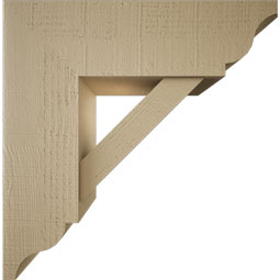 Ekena Millwork - BKTUR0756X24X24TRA01RCPR - Timberthane Faux Wood Traditional Style Bracket w/ Offset Brace, Traditional Ends, 7 1/2"W x 24"D x 24"H, Primed Tan