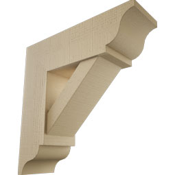 Ekena Millwork - BKTUR0756X24X24TRA01RCPR - Timberthane Faux Wood Traditional Style Bracket w/ Offset Brace, Traditional Ends, 7 1/2"W x 24"D x 24"H, Primed Tan