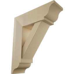 Ekena Millwork - BKTUR0756X24X28TRA01RCPR - Timberthane Faux Wood Traditional Style Bracket w/ Offset Brace, Traditional Ends, 7 1/2"W x 24"D x 28"H, Primed Tan