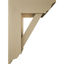 Ekena Millwork - BKTUR0756X24X32TRA01RCPR - Timberthane Faux Wood Traditional Style Bracket w/ Offset Brace, Traditional Ends, 7 1/2"W x 24"D x 32"H, Primed Tan