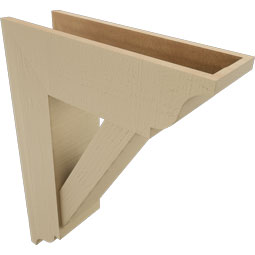 Ekena Millwork - BKTUR0756X24X32TRA01RCPR - Timberthane Faux Wood Traditional Style Bracket w/ Offset Brace, Traditional Ends, 7 1/2"W x 24"D x 32"H, Primed Tan