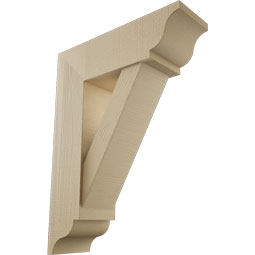 Ekena Millwork - BKTUR0756X24X32TRA01RCPR - Timberthane Faux Wood Traditional Style Bracket w/ Offset Brace, Traditional Ends, 7 1/2"W x 24"D x 32"H, Primed Tan