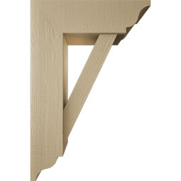 Ekena Millwork - BKTUR0756X24X36TRA01RCPR - Timberthane Faux Wood Traditional Style Bracket w/ Offset Brace, Traditional Ends, 7 1/2"W x 24"D x 36"H, Primed Tan