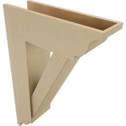 Ekena Millwork - BKTUR0756X24X36TRA01RCPR - Timberthane Faux Wood Traditional Style Bracket w/ Offset Brace, Traditional Ends, 7 1/2"W x 24"D x 36"H, Primed Tan
