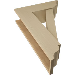 Ekena Millwork - BKTUR0756X24X36TRA01RCPR - Timberthane Faux Wood Traditional Style Bracket w/ Offset Brace, Traditional Ends, 7 1/2"W x 24"D x 36"H, Primed Tan