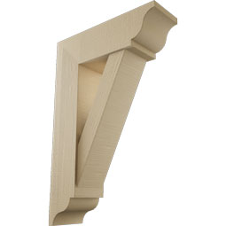 Ekena Millwork - BKTUR0756X24X36TRA01RCPR - Timberthane Faux Wood Traditional Style Bracket w/ Offset Brace, Traditional Ends, 7 1/2"W x 24"D x 36"H, Primed Tan