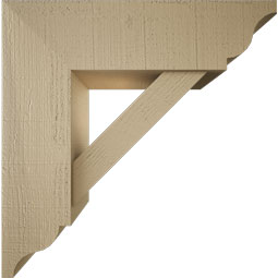 Ekena Millwork - BKTUR0756X26X26TRA01RCPR - Timberthane Faux Wood Traditional Style Bracket w/ Offset Brace, Traditional Ends, 7 1/2"W x 26"D x 26"H, Primed Tan