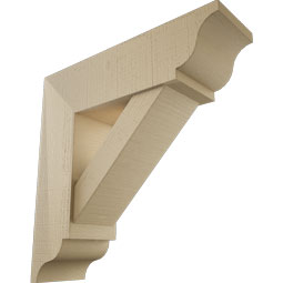 Ekena Millwork - BKTUR0756X26X26TRA01RCPR - Timberthane Faux Wood Traditional Style Bracket w/ Offset Brace, Traditional Ends, 7 1/2"W x 26"D x 26"H, Primed Tan