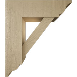 Ekena Millwork - BKTUR0756X26X30TRA01RCPR - Timberthane Faux Wood Traditional Style Bracket w/ Offset Brace, Traditional Ends, 7 1/2"W x 26"D x 30"H, Primed Tan