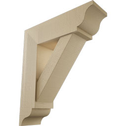 Ekena Millwork - BKTUR0756X26X30TRA01RCPR - Timberthane Faux Wood Traditional Style Bracket w/ Offset Brace, Traditional Ends, 7 1/2"W x 26"D x 30"H, Primed Tan