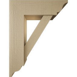 Ekena Millwork - BKTUR0756X26X34TRA01RCPR - Timberthane Faux Wood Traditional Style Bracket w/ Offset Brace, Traditional Ends, 7 1/2"W x 26"D x 34"H, Primed Tan
