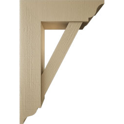 Ekena Millwork - BKTUR0756X26X38TRA01RCPR - Timberthane Faux Wood Traditional Style Bracket w/ Offset Brace, Traditional Ends, 7 1/2"W x 26"D x 38"H, Primed Tan