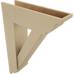 Ekena Millwork - BKTUR0756X26X38TRA01RCPR - Timberthane Faux Wood Traditional Style Bracket w/ Offset Brace, Traditional Ends, 7 1/2"W x 26"D x 38"H, Primed Tan