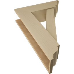 Ekena Millwork - BKTUR0756X26X38TRA01RCPR - Timberthane Faux Wood Traditional Style Bracket w/ Offset Brace, Traditional Ends, 7 1/2"W x 26"D x 38"H, Primed Tan