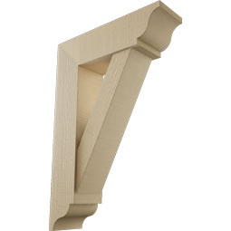 Ekena Millwork - BKTUR0756X26X38TRA01RCPR - Timberthane Faux Wood Traditional Style Bracket w/ Offset Brace, Traditional Ends, 7 1/2"W x 26"D x 38"H, Primed Tan
