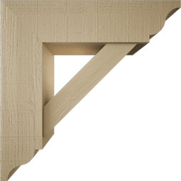 Ekena Millwork - BKTUR0756X28X28TRA01RCPR - Timberthane Faux Wood Traditional Style Bracket w/ Offset Brace, Traditional Ends, 7 1/2"W x 28"D x 28"H, Primed Tan
