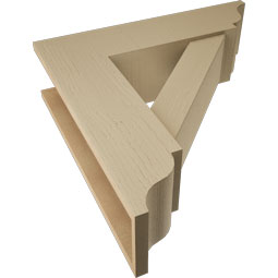 Ekena Millwork - BKTUR0756X28X28TRA01RCPR - Timberthane Faux Wood Traditional Style Bracket w/ Offset Brace, Traditional Ends, 7 1/2"W x 28"D x 28"H, Primed Tan