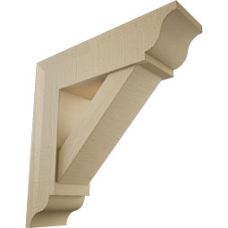 Ekena Millwork - BKTUR0756X28X28TRA01RCPR - Timberthane Faux Wood Traditional Style Bracket w/ Offset Brace, Traditional Ends, 7 1/2"W x 28"D x 28"H, Primed Tan