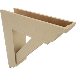 Ekena Millwork - BKTUR0756X28X32TRA01RCPR - Timberthane Faux Wood Traditional Style Bracket w/ Offset Brace, Traditional Ends, 7 1/2"W x 28"D x 32"H, Primed Tan