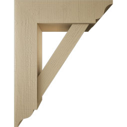 Ekena Millwork - BKTUR0756X28X36TRA01RCPR - Timberthane Faux Wood Traditional Style Bracket w/ Offset Brace, Traditional Ends, 7 1/2"W x 28"D x 36"H, Primed Tan