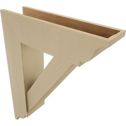 Ekena Millwork - BKTUR0756X28X36TRA01RCPR - Timberthane Faux Wood Traditional Style Bracket w/ Offset Brace, Traditional Ends, 7 1/2"W x 28"D x 36"H, Primed Tan
