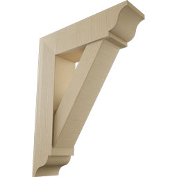 Ekena Millwork - BKTUR0756X28X36TRA01RCPR - Timberthane Faux Wood Traditional Style Bracket w/ Offset Brace, Traditional Ends, 7 1/2"W x 28"D x 36"H, Primed Tan