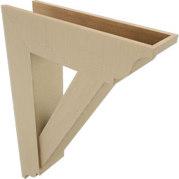 Ekena Millwork - BKTUR0756X28X40TRA01RCPR - Timberthane Faux Wood Traditional Style Bracket w/ Offset Brace, Traditional Ends, 7 1/2"W x 28"D x 40"H, Primed Tan