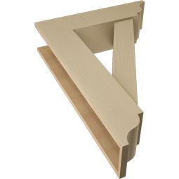 Ekena Millwork - BKTUR0756X28X40TRA01RCPR - Timberthane Faux Wood Traditional Style Bracket w/ Offset Brace, Traditional Ends, 7 1/2"W x 28"D x 40"H, Primed Tan