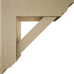 Ekena Millwork - BKTUR0756X30X30TRA01RCPR - Timberthane Faux Wood Traditional Style Bracket w/ Offset Brace, Traditional Ends, 7 1/2"W x 30"D x 30"H, Primed Tan