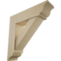 Ekena Millwork - BKTUR0756X30X30TRA01RCPR - Timberthane Faux Wood Traditional Style Bracket w/ Offset Brace, Traditional Ends, 7 1/2"W x 30"D x 30"H, Primed Tan